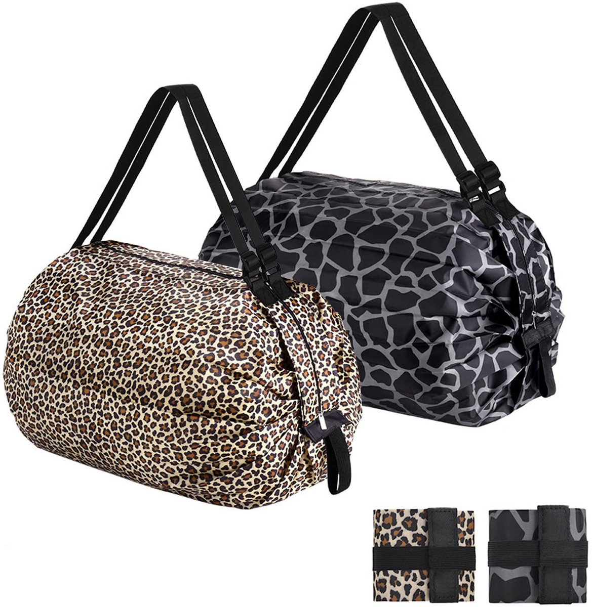 Boodschappentas opvouwbaar 30x50x40 cm - herbruikbare tote bag - met ritssluiting - ideaal voor reizen - ShopVlot