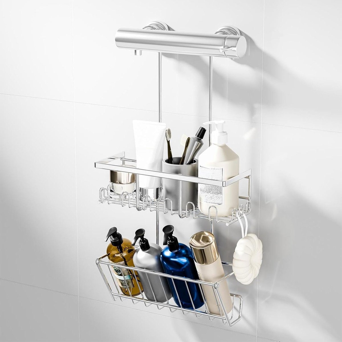 Hangende Doucheplank - Badkamer Organizer - Douche Opslag - Roestvrij Staal - 54 cm Lengte - Zilver