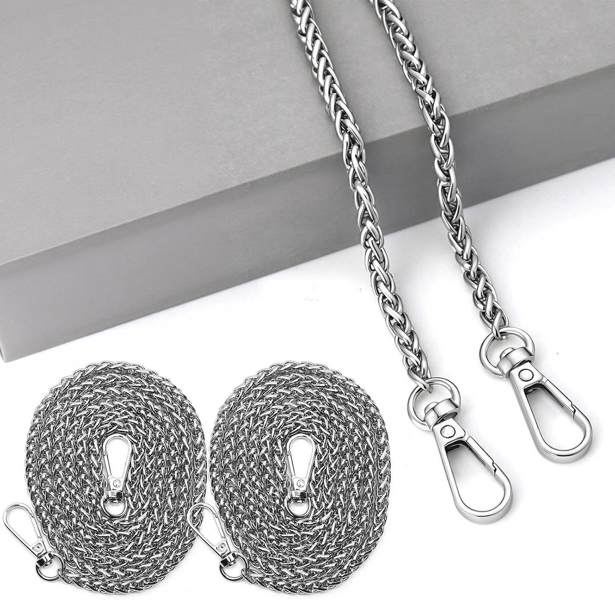 2 stuks schouderriemen van 1,2 m, zilveren bagketting voor tassen, reserveketting voor schoudertassen en handtassen, veelzijdig en stijlvol