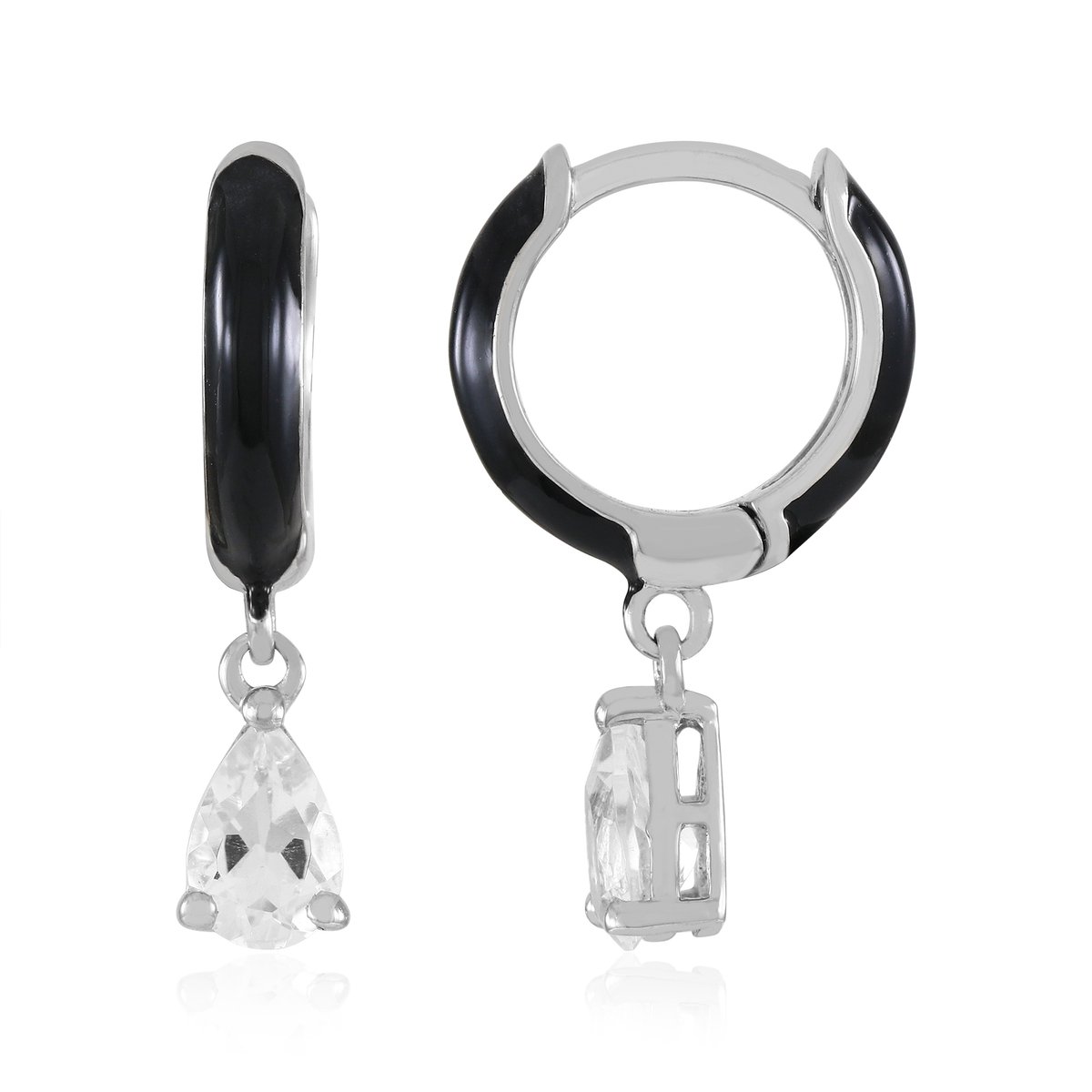 Cavill - Zilveren Oorbellen met Witte Topaas Peervorm - 925 Sterling Zilver met Platina Coating - 0,943 Ct Edelstenen - Elegante Dames Sieraden Cadeau