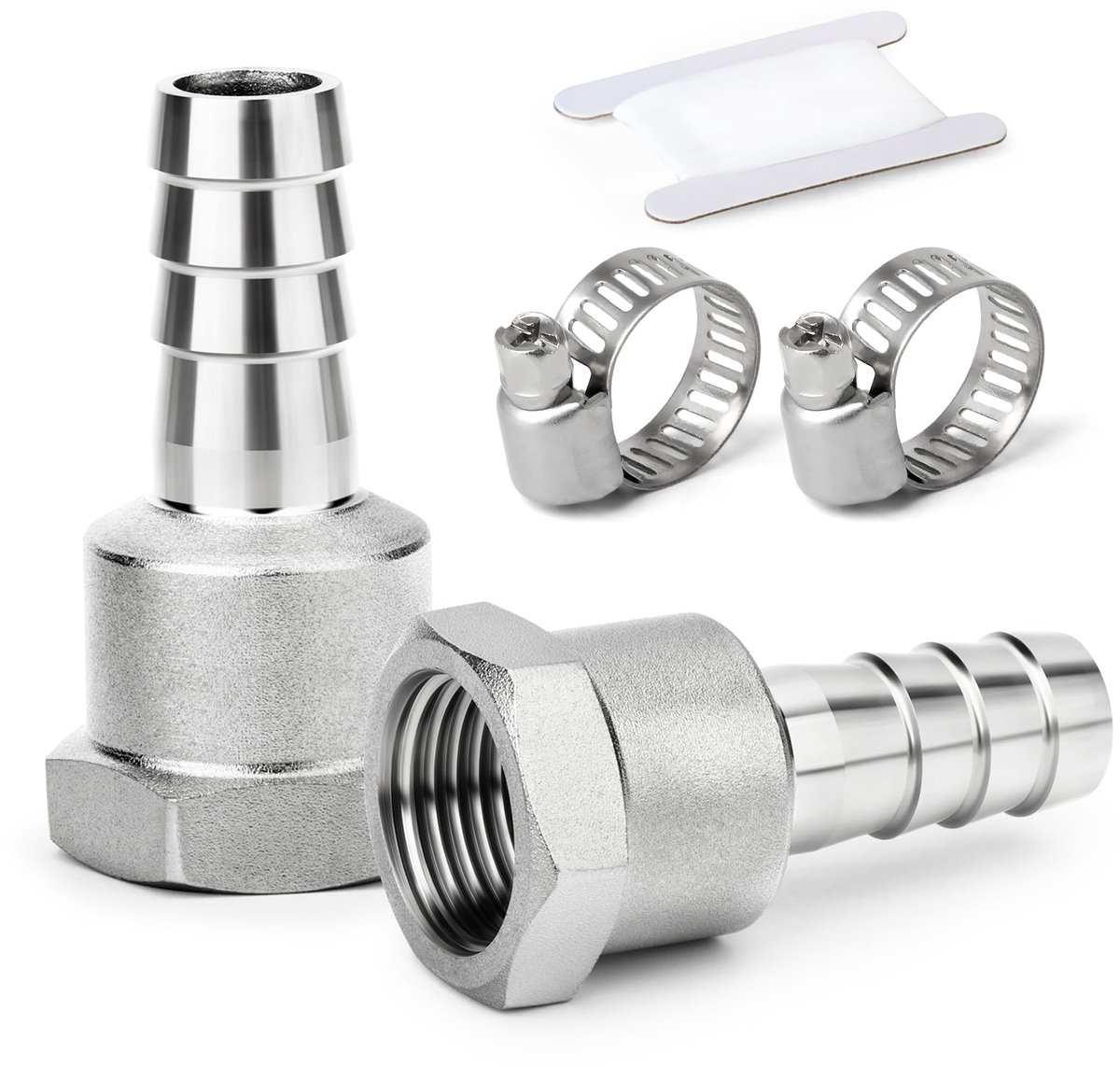 Slangtule koppelingen 12 mm - roestvrij staal - 1/2" BSP binnendraad - ideaal voor water en lucht - ShopVlot