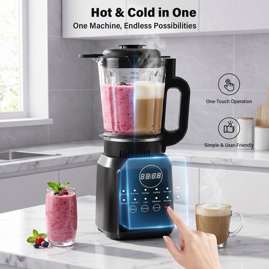 Soepmaker - Blender met Verwarming – 1,7 L – 12 Automatische Programma’s – Warmhoudfunctie – Zelfreinigend — afbeelding 4