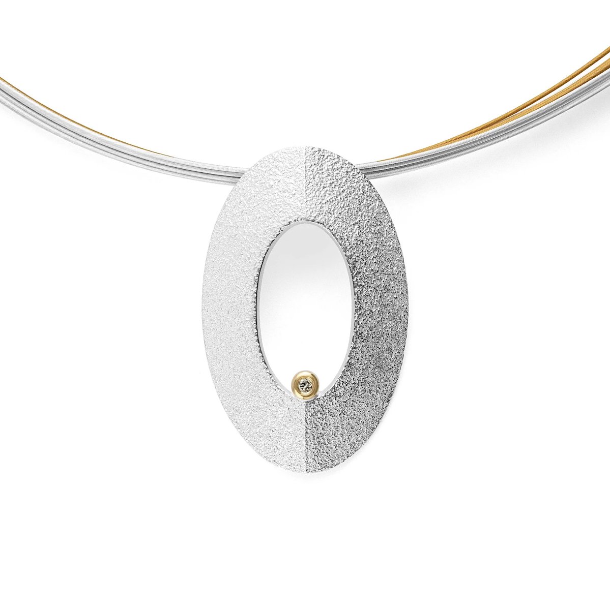 Bastian - dames hanger met spang 12 draads - 925/- Pendant, fg matt/glossy, 0.02 ct