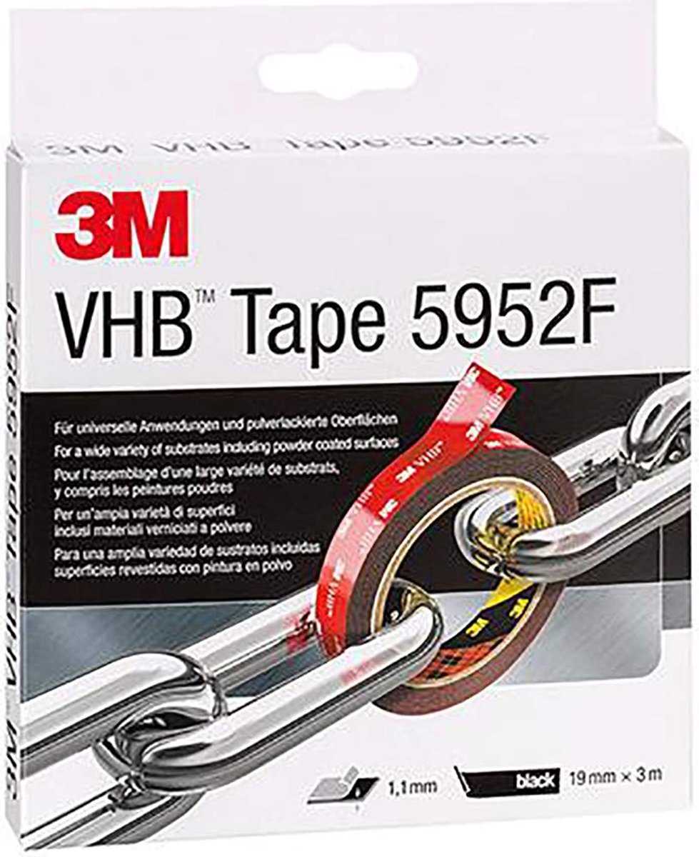 Dubbelzijdige montage tape 19 mm x 3 m - zwart - sterke verbinding met diverse materialen - ideaal voor bevestiging - ShopVlot