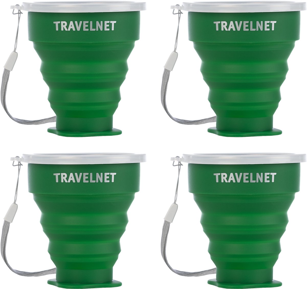 Travelnet Foldy Opvouwbare Siliconen Bekerset - Set van 4