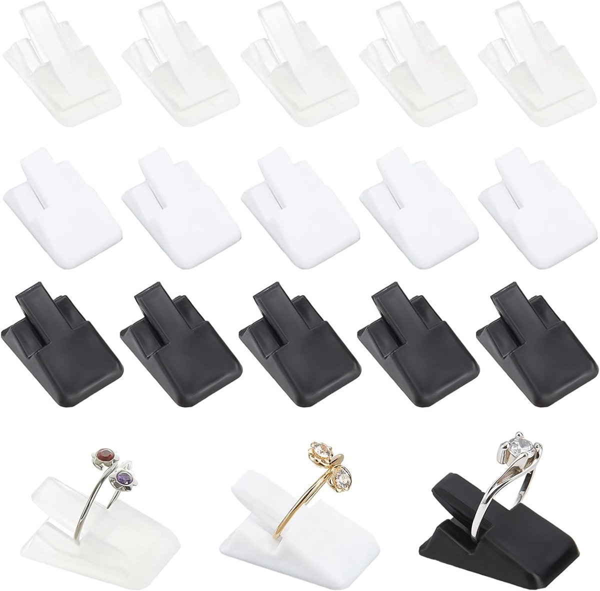 36 Stuks Ring Display Stand 2.4cm - Plastic Ringhouder, Vinger Ring Ondersteuning, Organisator voor Sieraden, Perfect voor Beurzen en Winkels, Zwart
