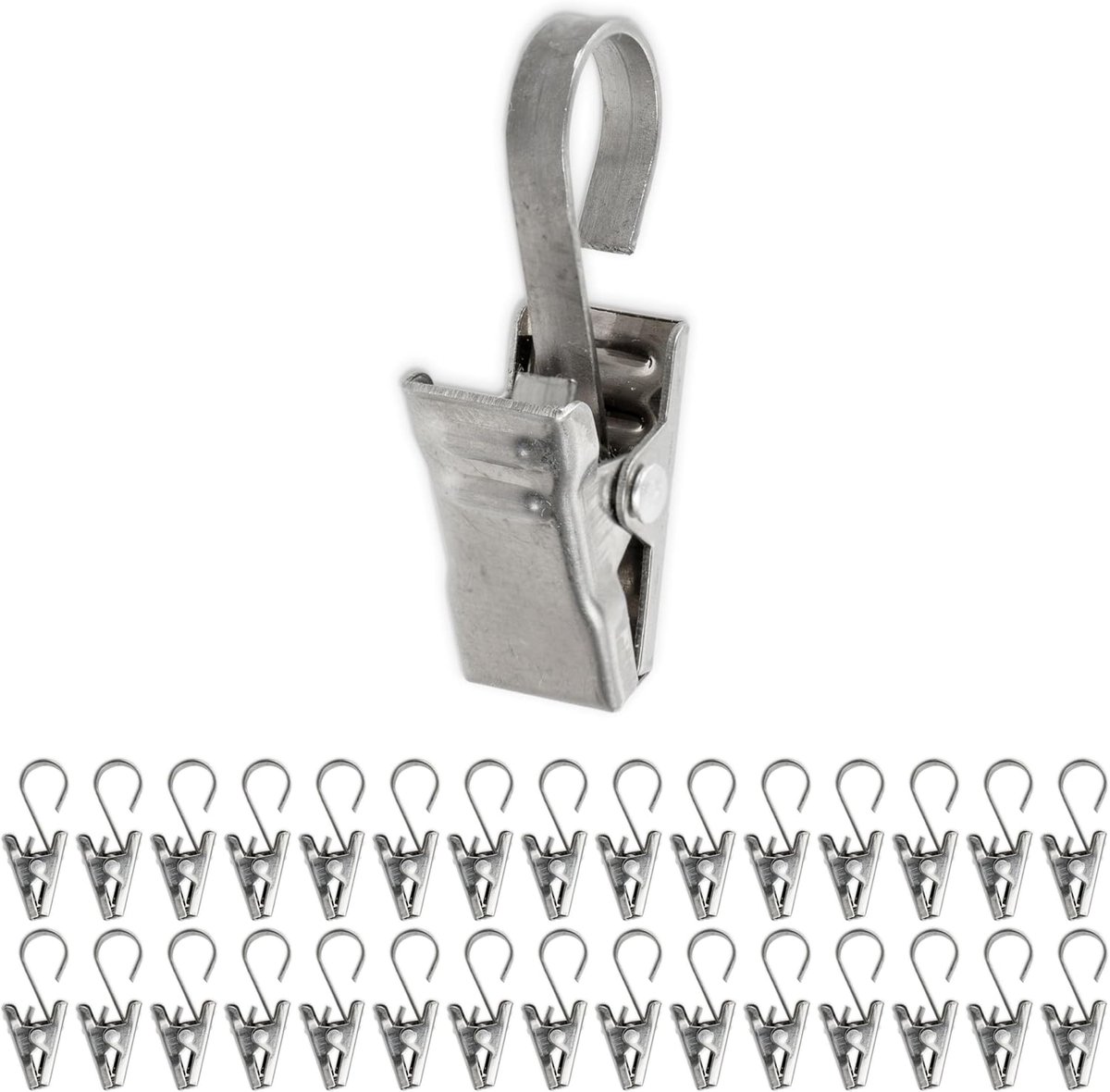 Gordijnclips 30 stuks - Zwart - Ø 7 mm haakoog - Voor multifunctioneel gebruik - ShopVlot