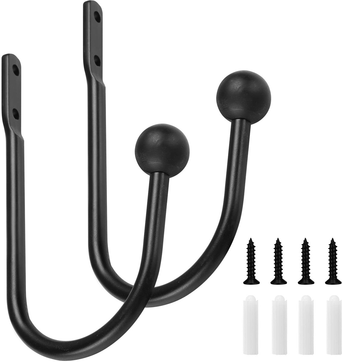 Gordijn holdbacks 2 stuks - zwart metaal - U-vormige haak - decoratieve muurbevestiging - ShopVlot