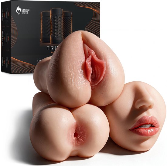 Sensual Desire® Triple Pocket Pussy Set - 3 Verschillende Sleeves - Mond, Vagina & Anus - Masturbator voor Man - Realistisch & Zacht - Sex Toys voor Mannen