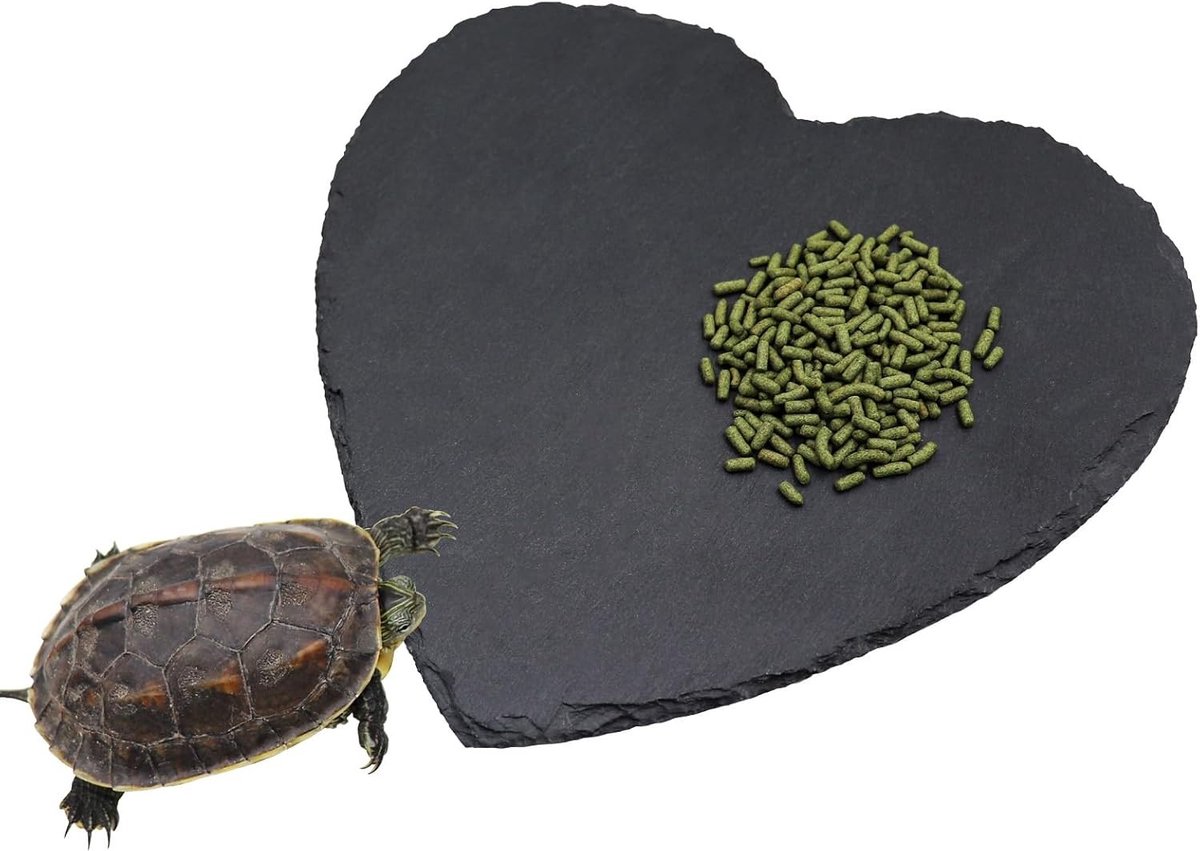 Hartvormige Voedings- en Slaapplaat van Natuursteen, 20 × 20 cm, Ideaal voor Schildpadden, Bartagamen en Kameleons, Decoratieve Eetkom voor Reptielen en Amfibieën