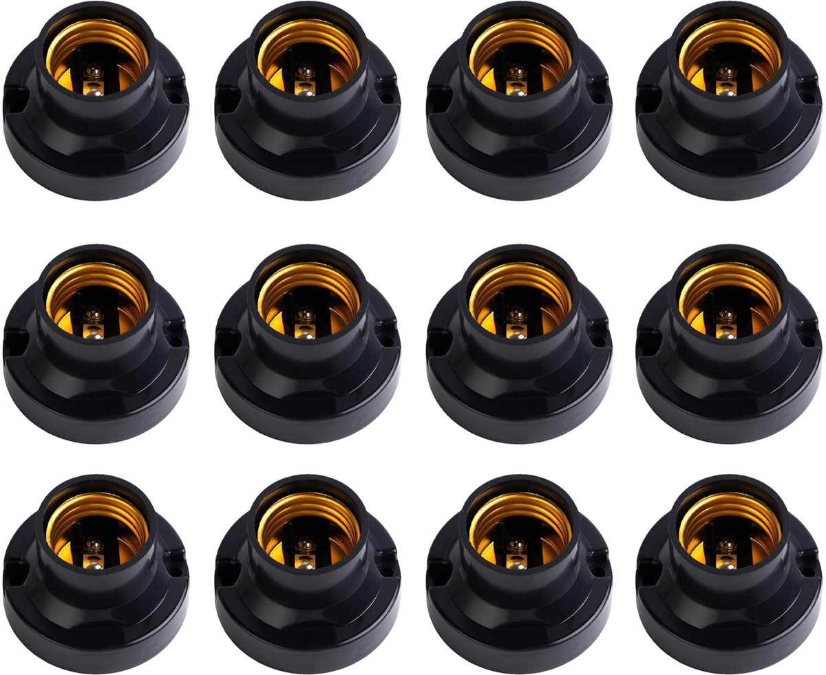 E27-fitting 12 stuks - universeel - zwart - geschikt voor ledlampen - ShopVlot