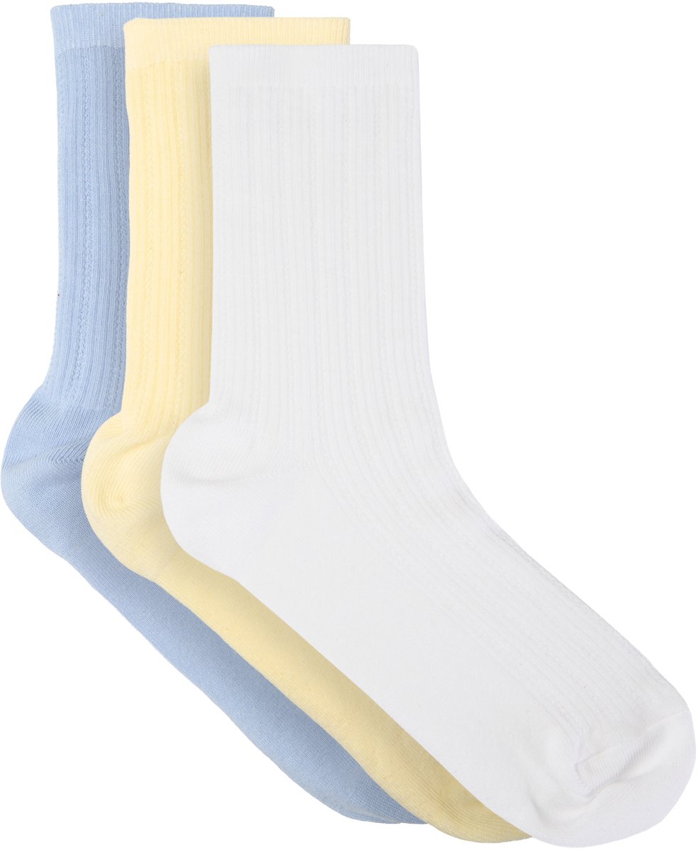 Hunkemöller 3 Pair Cotton Pointelle Crew Socks Geel
