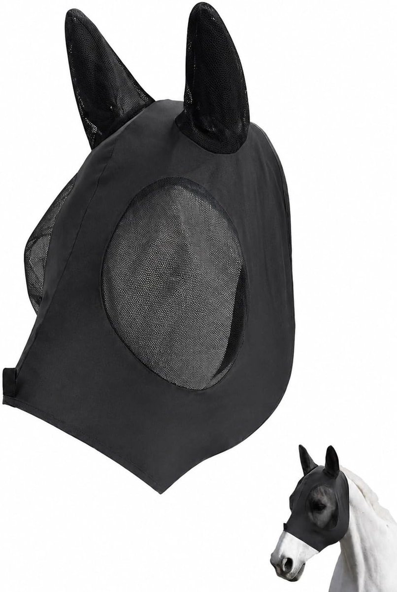 Vliegendek voor paarden, 1 stuk, volledige UV-bescherming, ademende oren voor optimaal comfort tijdens het rijden en in de wei.