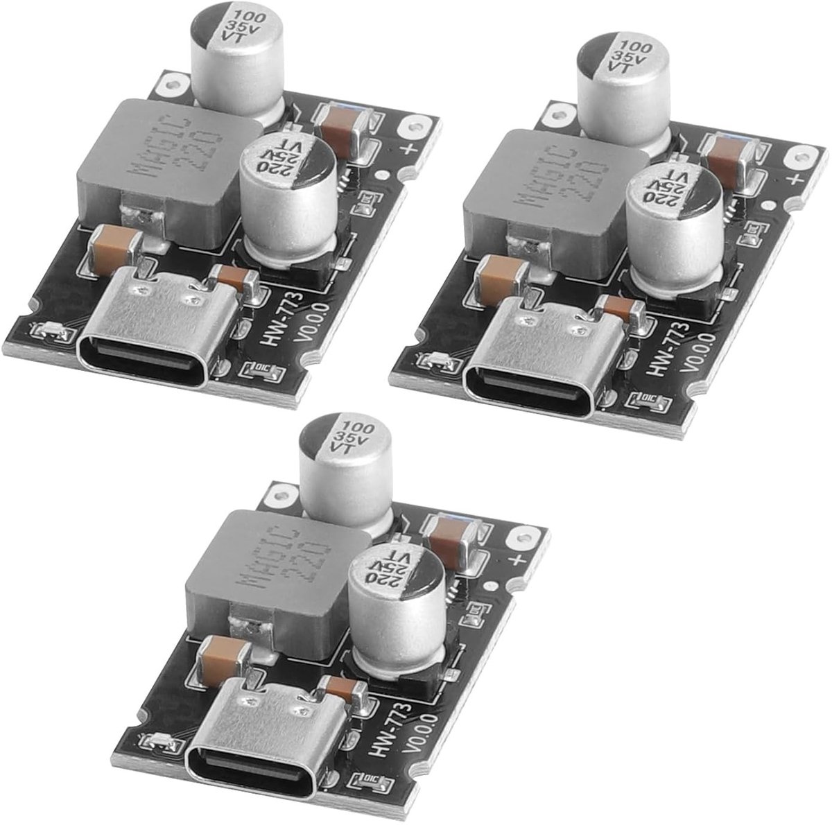3 Stuks PD65W Snellader Module 12V-30V naar USB-C PD3.1 QC3.0 met Type C Poort, Spanning Regulator USB Buck Converter DC-DC Stap-Down Module voor Snelladen van Telefoons en Apparaten