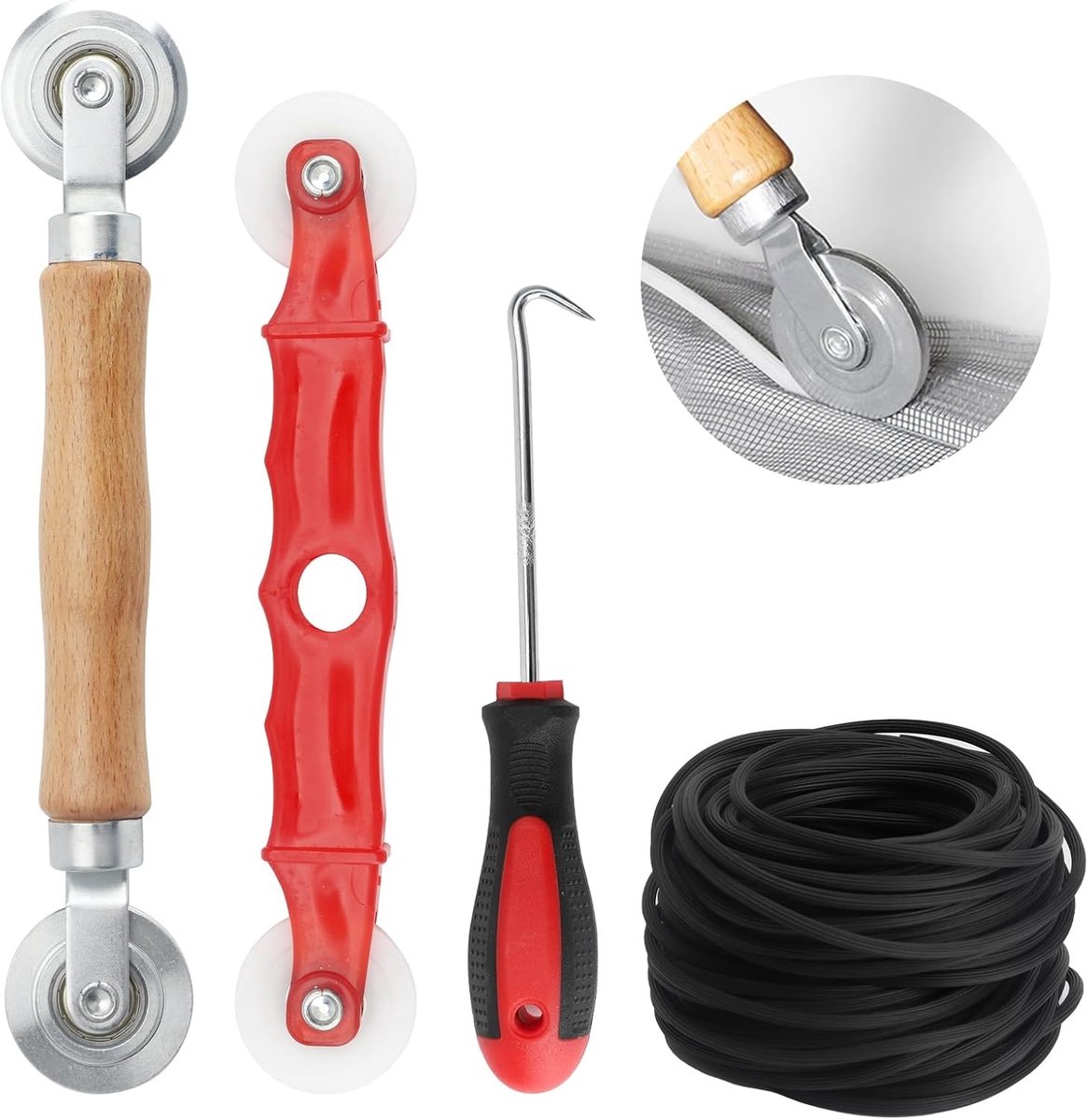 Verwijderingstool voor Vliegenhorren - Set van 4 Vliegenhorren Installatie Onderdelen met 20 m x 5 mm Insectenbescherming en Accessoires voor Vliegenhorren
