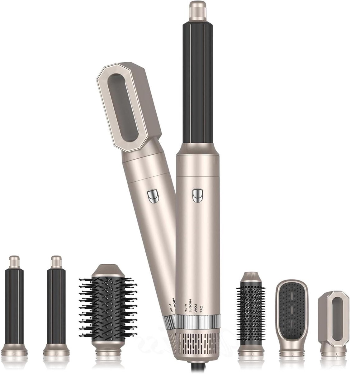 Haarstyler - Heteluchtborstel Krultang - Haar Stylen - 6-in-1 Multifunctioneel - 6 x 8 x 26 cm - Zwart