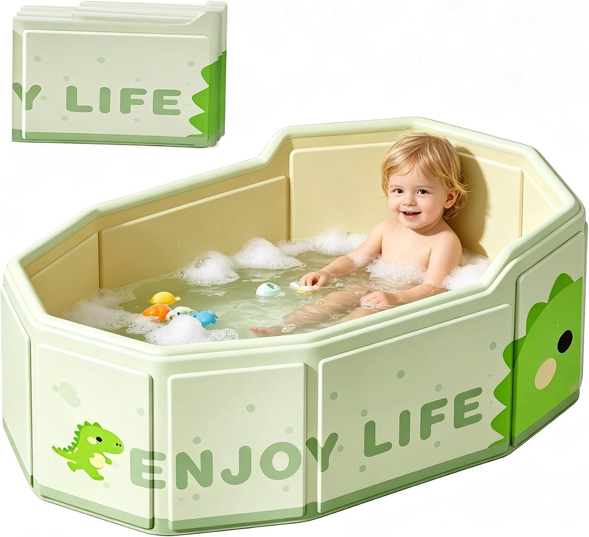 Opvouwbare badkuip voor kinderen 75 x 45 x 28 cm - draagbaar - met afvoerstop - ruimtebesparend voor 0-8 jaar - ShopVlot