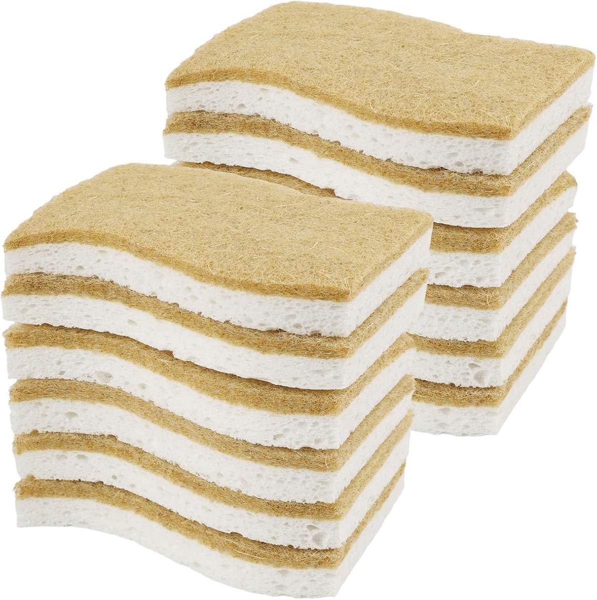 natuurlijke sponzen 12 stuks - cellulose en sisalvezels - duurzaam - ideaal voor keukenreiniging - ShopVlot