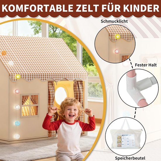Speelhuisje voor Kinderen 2-in-1 met Mat - Indoor Tent voor Kinderkamer, Speeltent, Creatief Spelen, Grijs Design — afbeelding 2