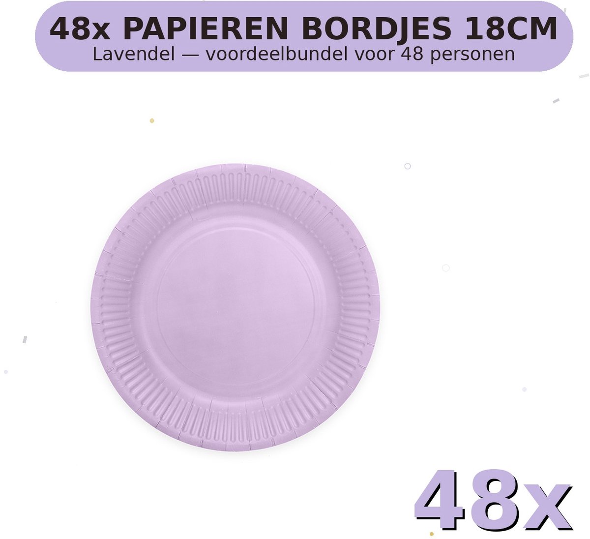 Bordjes 18cm FSC Lavendel - Voordeelverpakking 48 Stuks voor tot 48 Personen - Feestartikelen