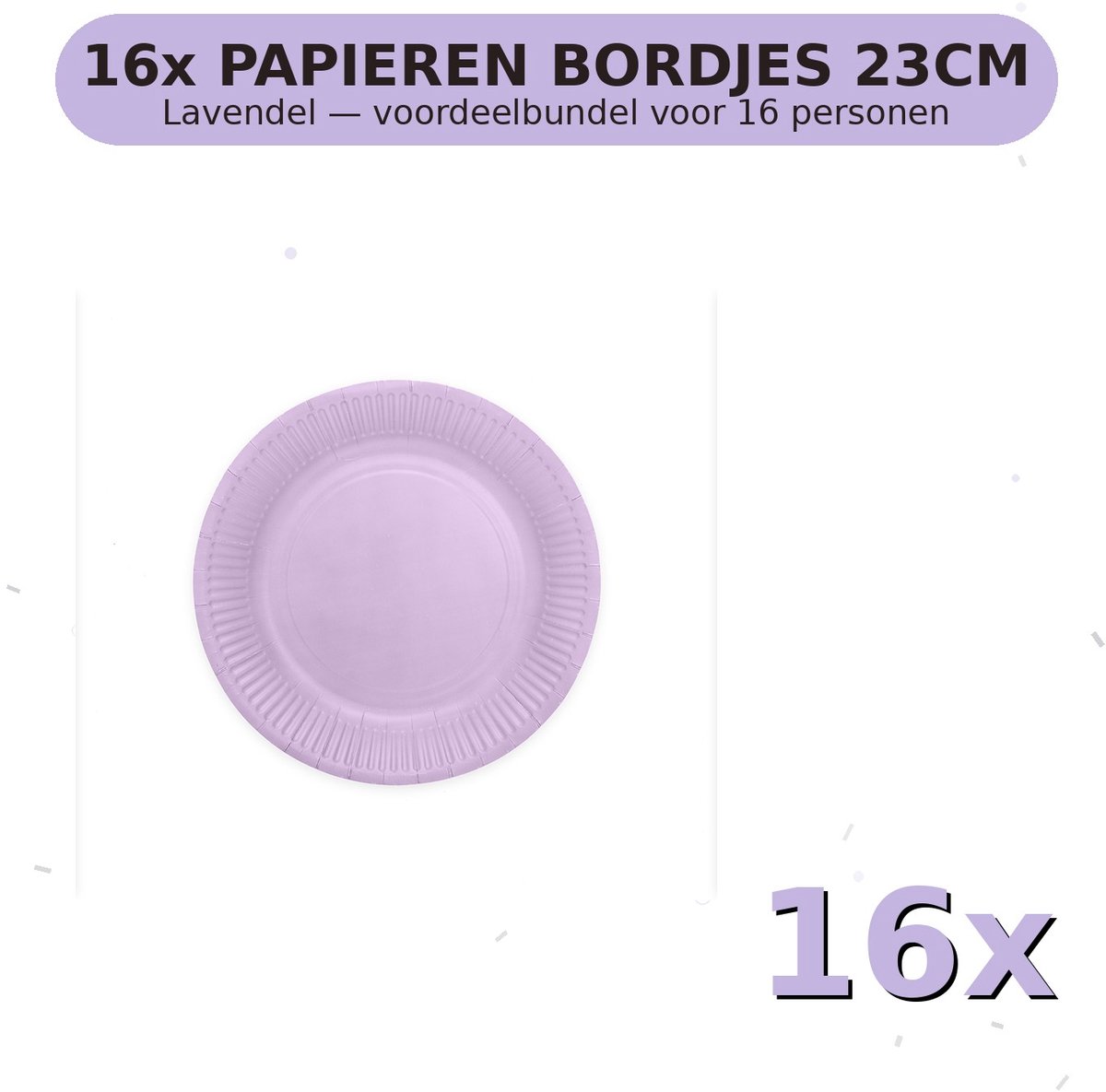 Bordjes 23cm FSC Lavendel - Voordeelverpakking 16 Stuks voor tot 16 Personen - Feestartikelen