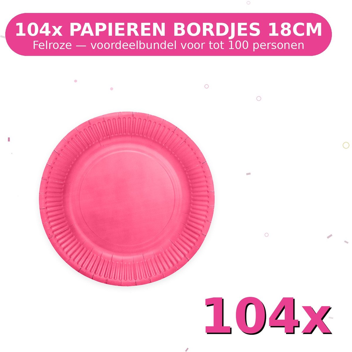Bordjes 18cm FSC Felroze - Voordeelverpakking 104 Stuks voor tot 100 Personen - Feestartikelen