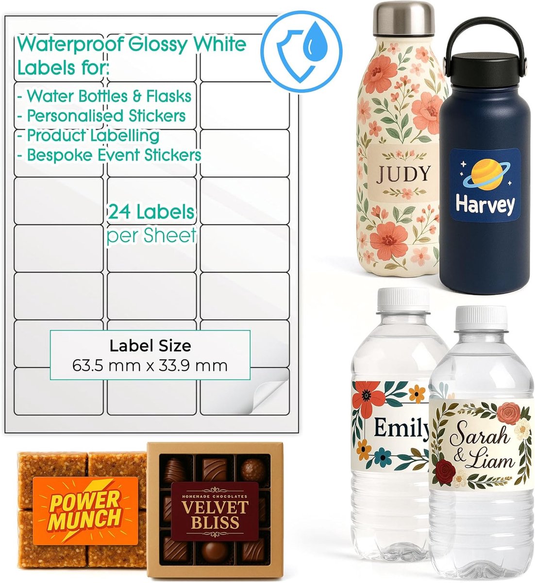 Waterproof Printable Water Bottle Labels - Custom Design Stickers for Small Businesses - ShopVlot
