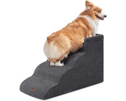EHEYCIGA Stair Ladder for Dogs 4 Steps, Dog Ramp for Bed and Sofa, Gray - ShopVlot