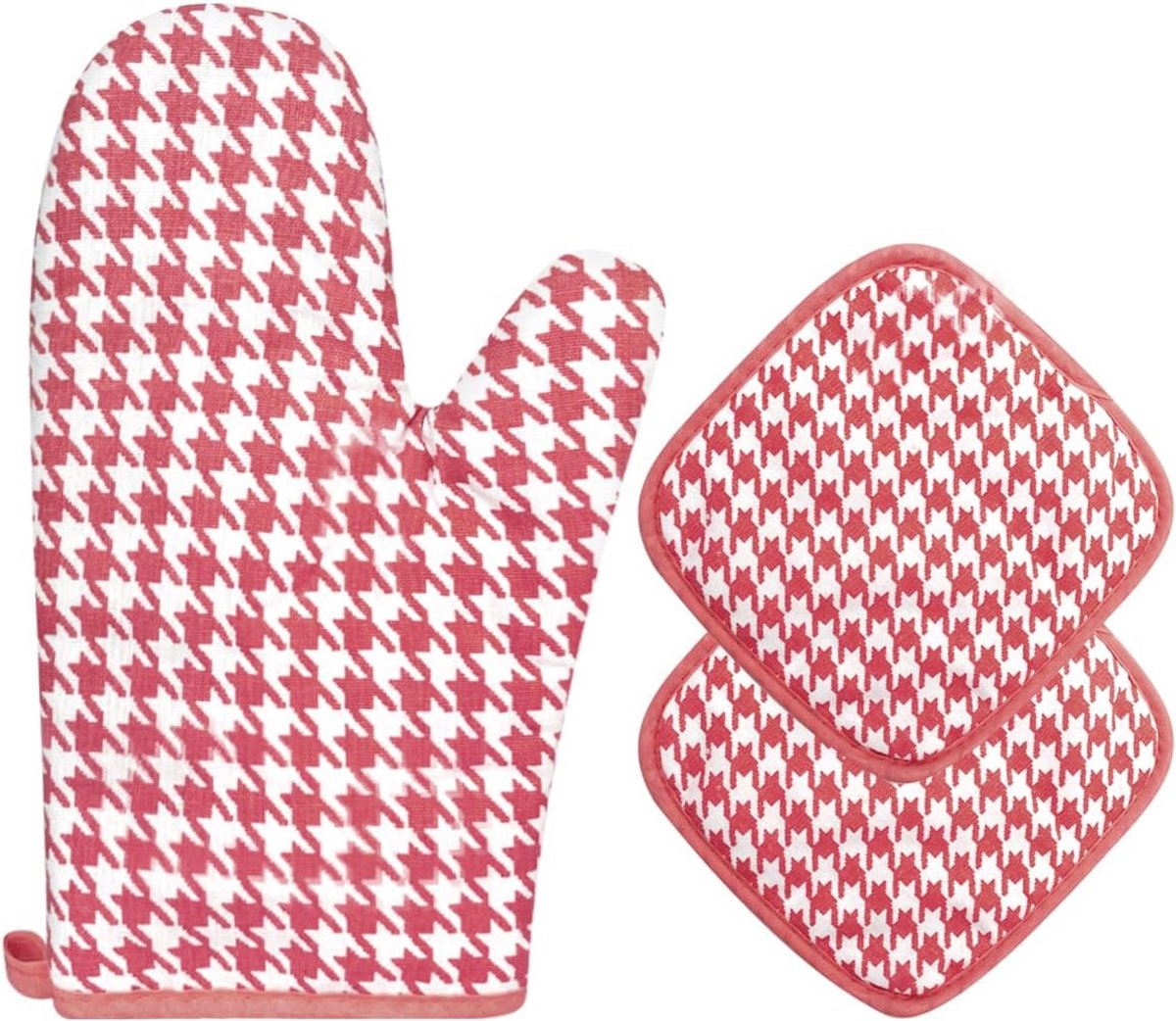 Set of 1 Oven Mitt + 2 Heat Resistant Pot Holders (1200°C) - Flame Resistant - ShopVlot