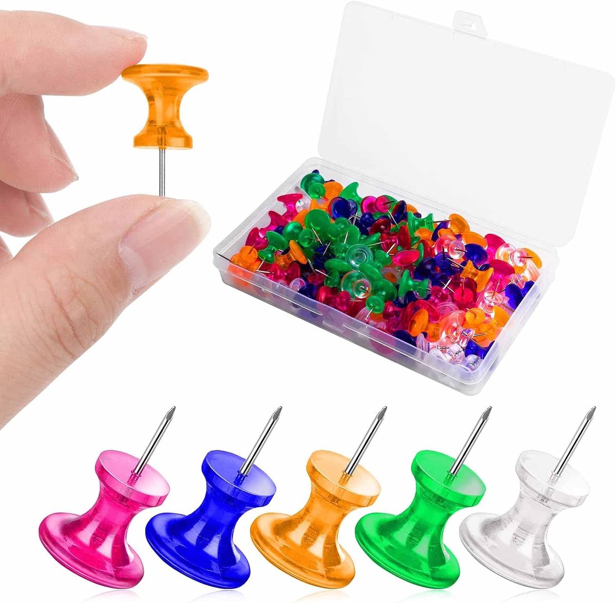 Giant push pins 1 inch - plastic kop - 100 stuks - ideaal voor school en kantoor - ShopVlot