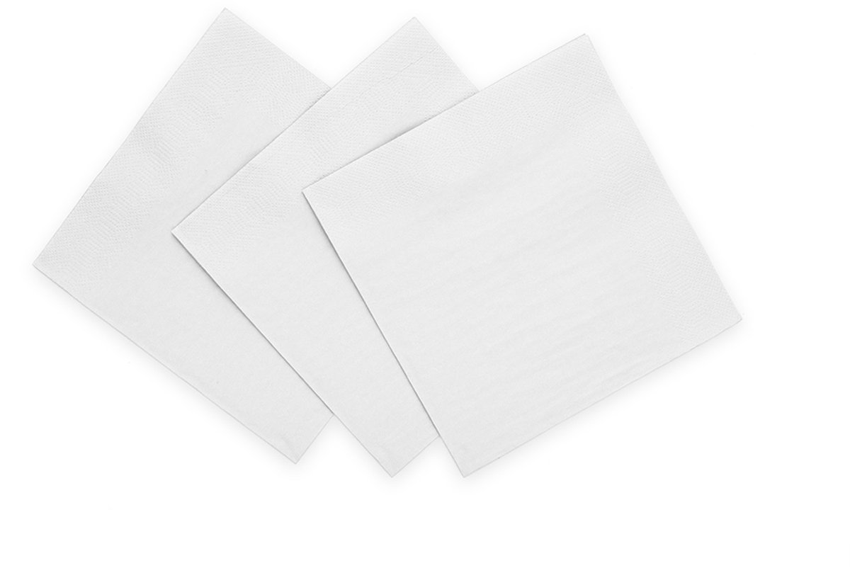20x Papieren Cocktail servetten 24x24cm 3-laags FSC - Wit - Feestartikelen