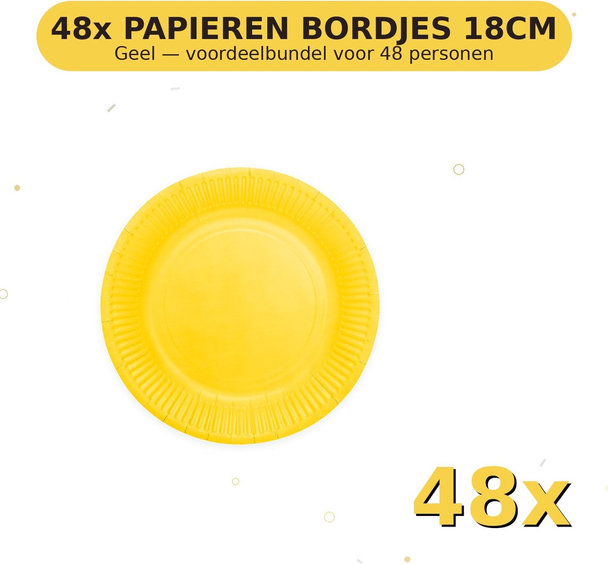 Bordjes 18cm FSC Geel - Voordeelverpakking 48 Stuks voor tot 48 Personen - Feestartikelen