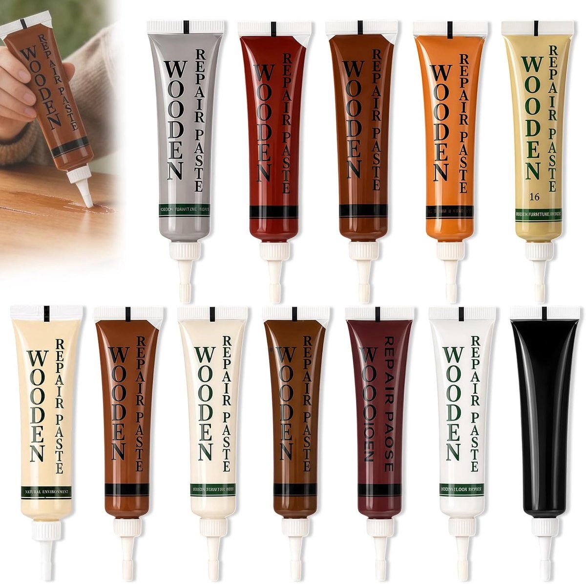 Reparatieset voor laminaat, parket, hout, krassen, reparatieset, 12 kleuren, houten meubels, reparatieset voor het - ShopVlot