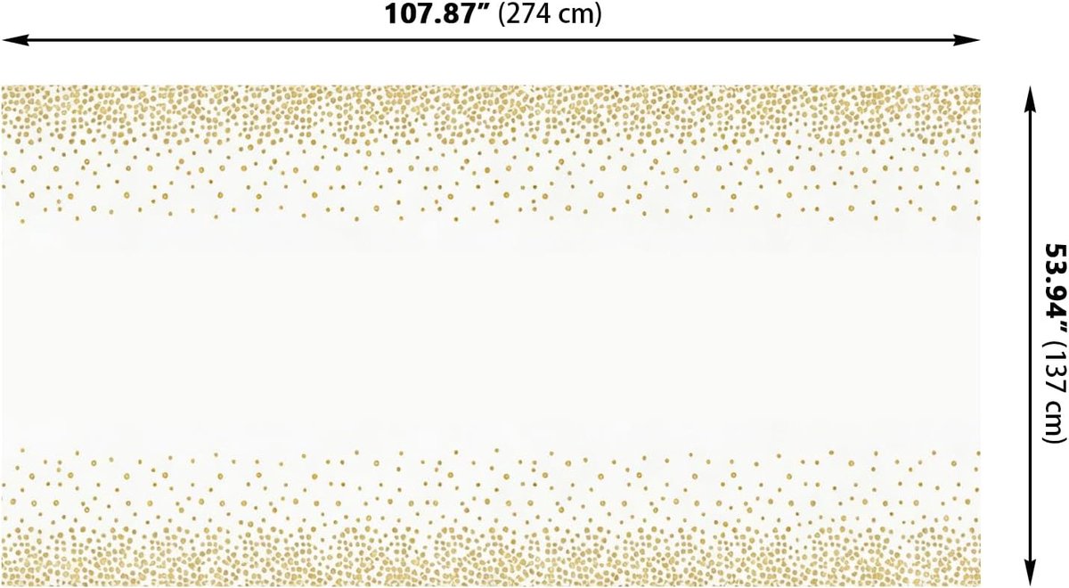 15 stuks witte en gouden plastic tafelkleden, 137 x 274 cm grote wegwerptafelhoezen, rechthoekig feesttafelkleed voor - ShopVlot