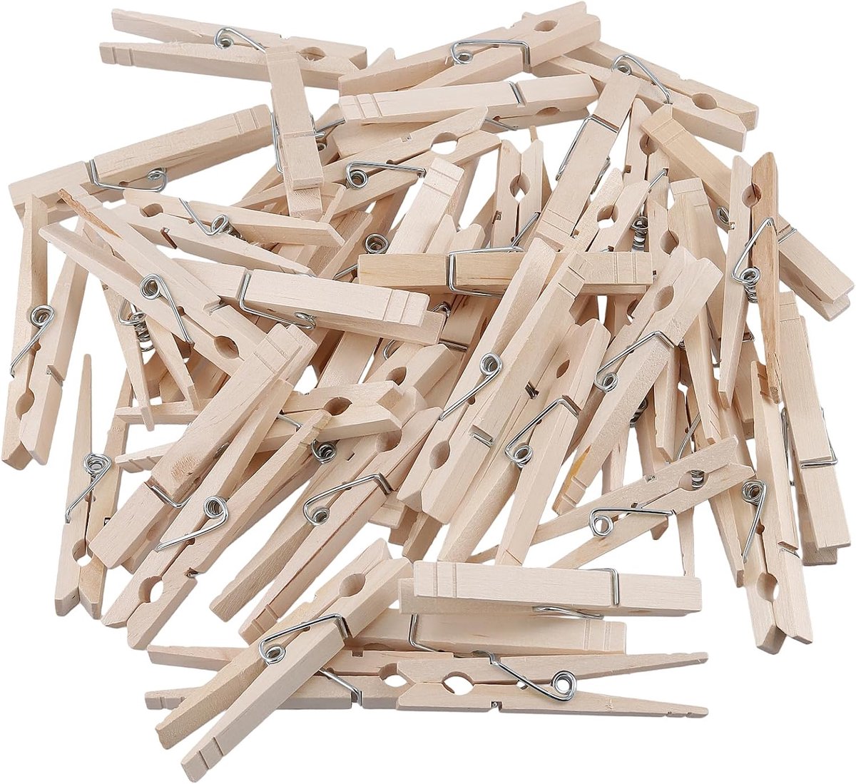 200pcs 8.5x1cm Wooden Clothespins Bulk, Non-slip Spring Bamboo Clothespins, Wooden Cloth Pegs for Hanging Clothes - ShopVlot
