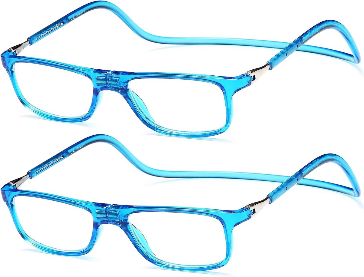 NEW VISION 2 Pack Magnetic Reading Glasses for Men and Women, Neck Glasses with Magnet Clip, UV400 CE Certified - ShopVlot