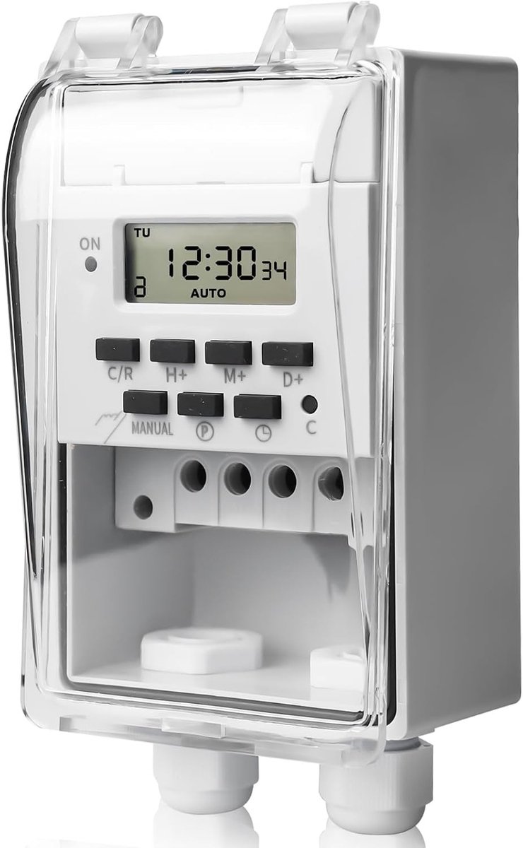 Programmeerbare Tijdrelaisschakelaar - Wit - 125 x 75 x 62 mm - Digitale Timer met LCD-display - Voor Huishoudelijke Apparaten