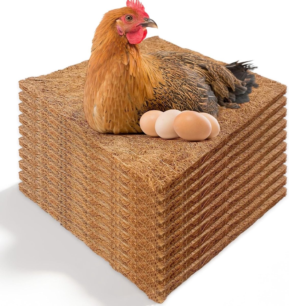Kippennestmat, 10 stuks kippennestmat van kokosvezel, 30 x 30 cm, wasbaar en herbruikbaar, geschikt voor vogelfokken - ShopVlot