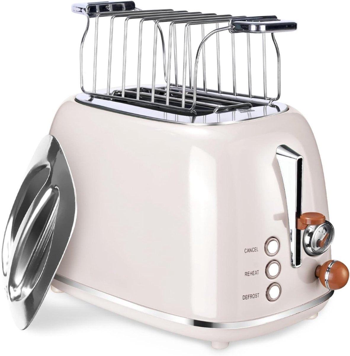 Allvia® Broodrooster Retro - Broodrooster - Broodrooster Zwart - Beige - ‎28 cm x 16 cm x 19 cm