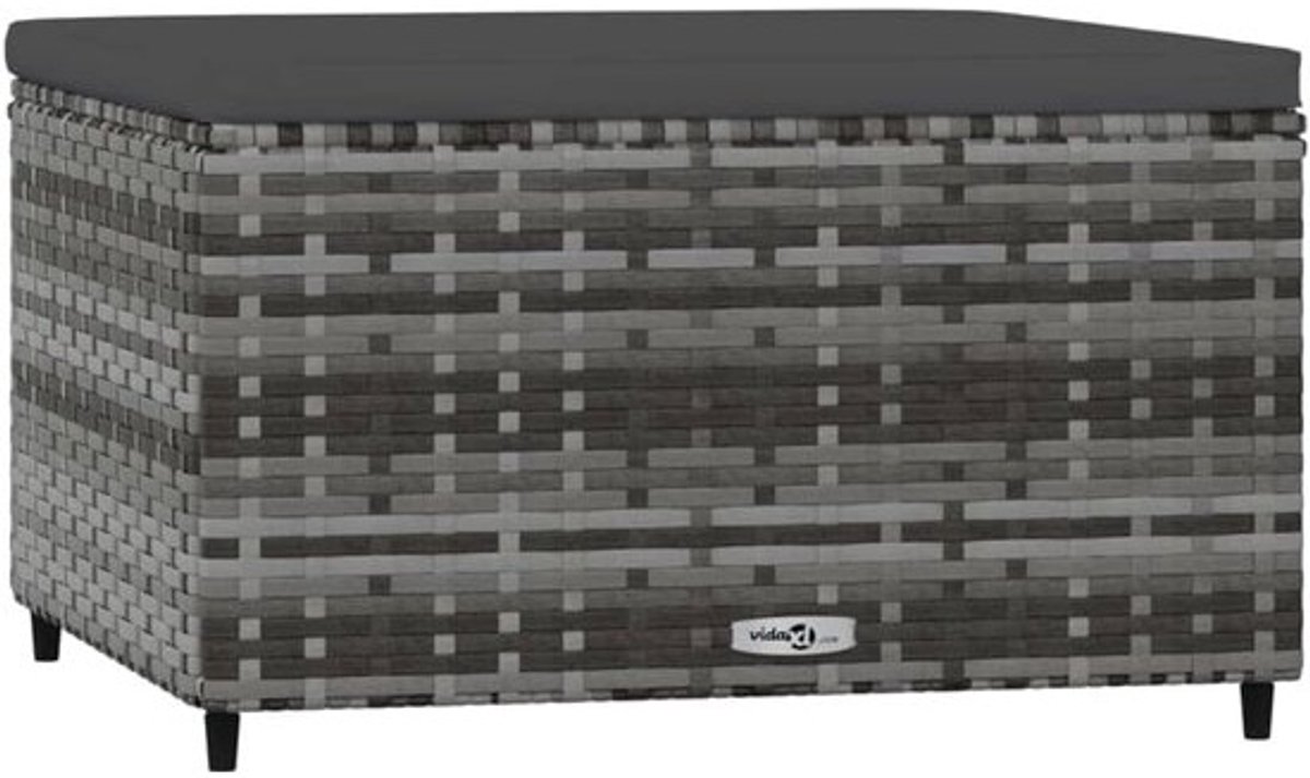 Tuinvoetensteun met kussen - Buiten poef - Ontspannen in tuin - Weerbestendig polyrotan - 55 x 55 x 31 cm