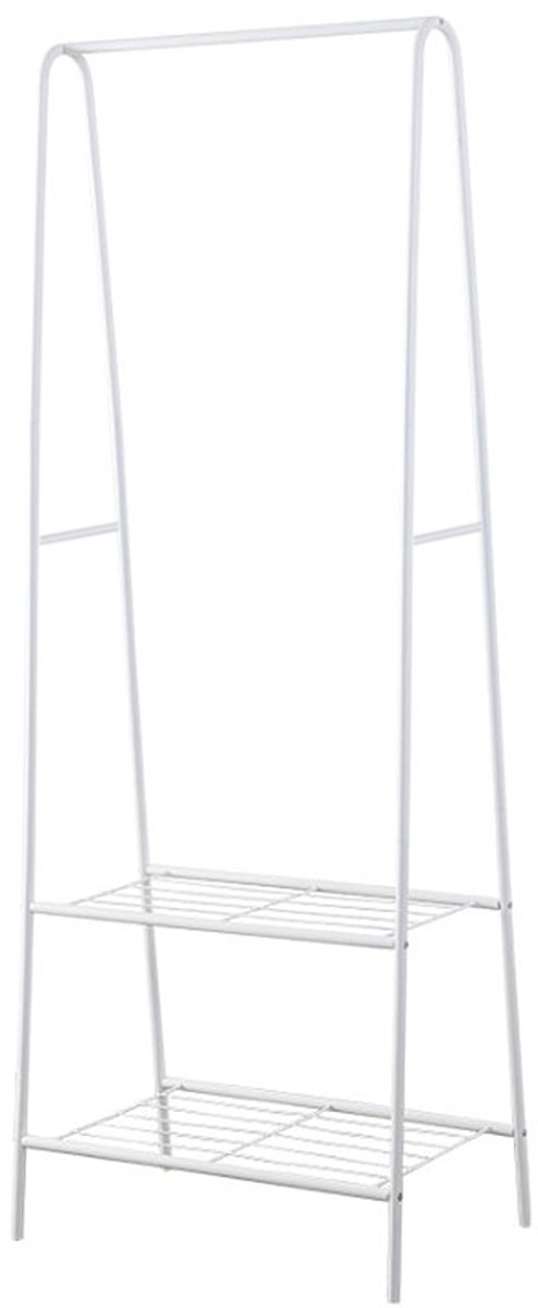 PIPIPOXER Kledingrek - Industrieel Kledingrek-Garderoberek / Kledingrek met Schoenenrek en Haken - Metaal - Opbergruimte Voor Schoenen- 59.5 × 36.5 × 160 cm - Wit