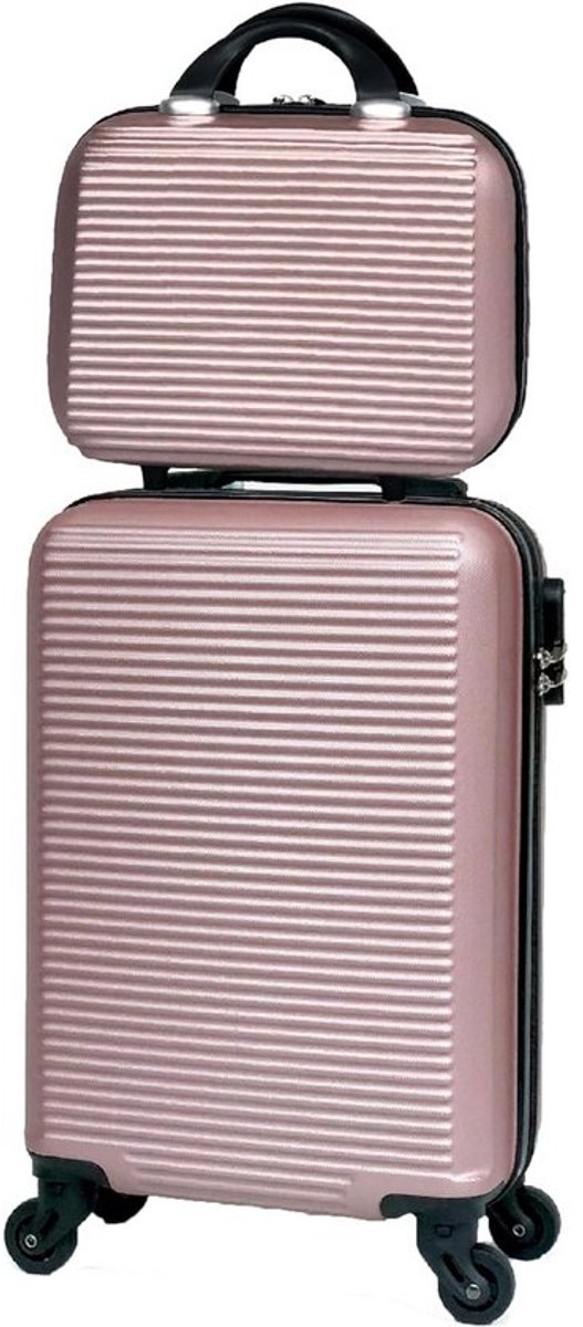 Reiskoffer Sets (Cabine, Medium, Groot) Roségoud – Stevige ABS Trolley met TSA-slot