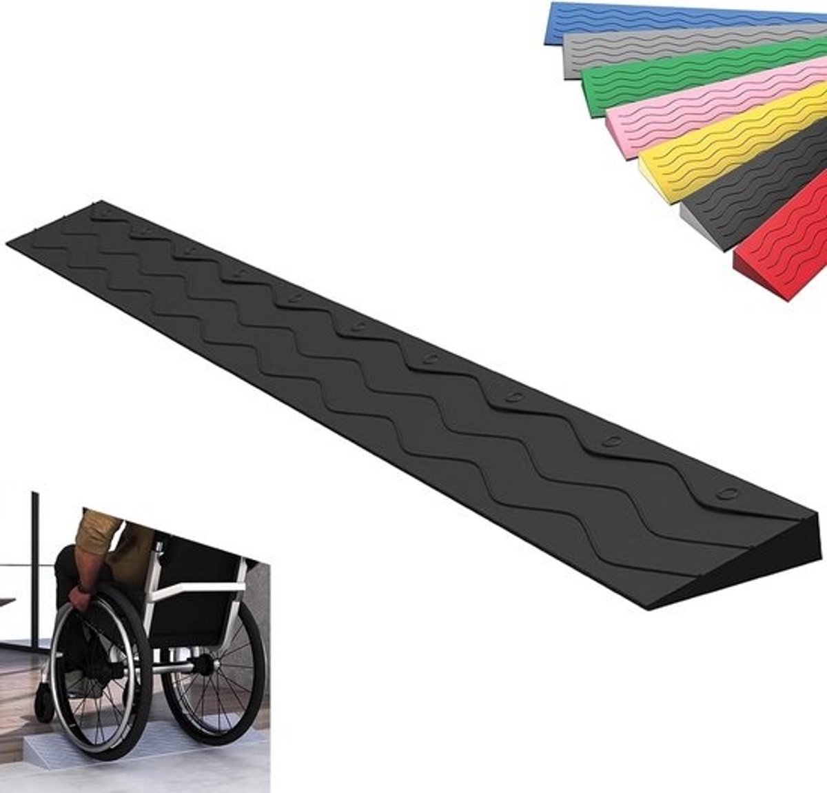 Verstelbare Drempelhelling voor Rolstoel en Karren - Antislip Kunststof Oprijplaat