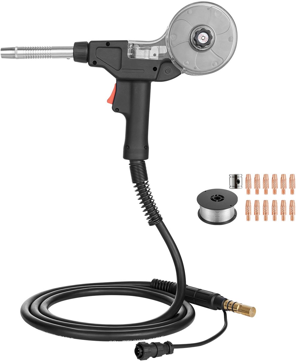 135A MIG-Lasbrander met 3 m Slang, Laspistool met 11 Reservemondstukken en Dubbele V-Groef, Professionele Lasaccessoires Compatibel met Spoolmate 100, Gasmetaalbooglasmachine voor Werkplaats