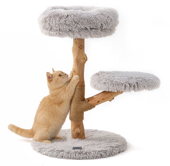 Jake and Jacky Krabpaal voor Katten Hout - Pluche Stof - Jute
