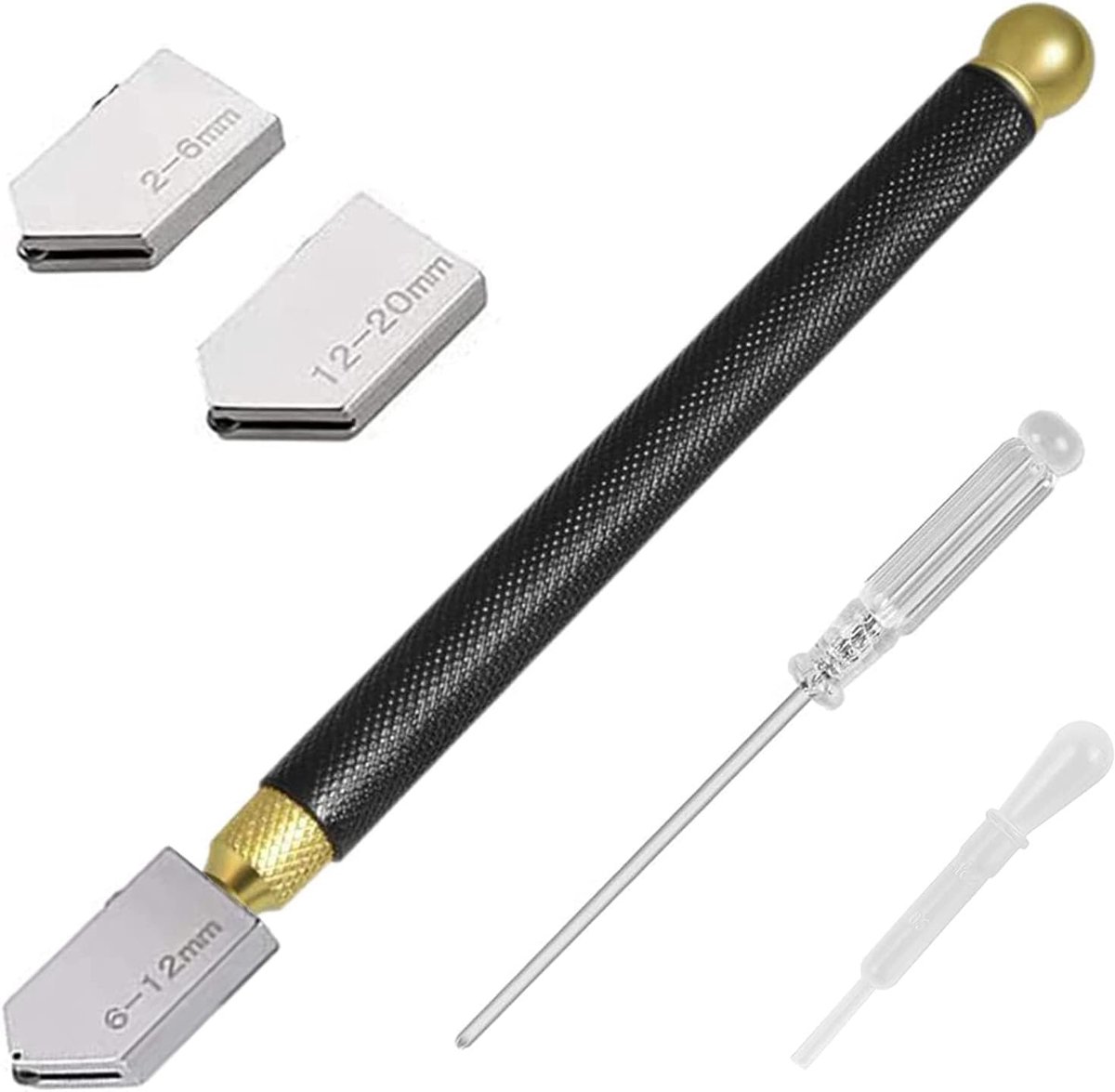 5 stuks-Glas snijder -2 mm - 20 mm-Upgraded glas snijden gereedschap-potlood olie harde legering penpunt-voor glas snijden / tegels / spiegels / mozaïek-zwart