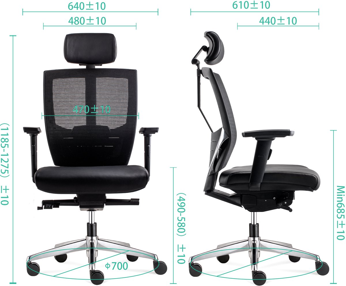 BENS 807-Synchro-3 Zwart - Luxe Ergonomische Bureaustoel - afbeelding 2