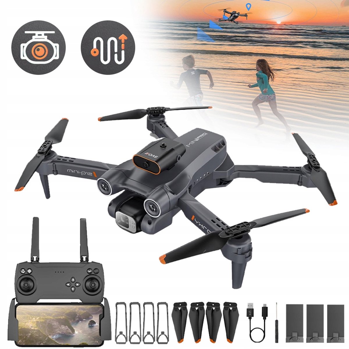 Opvouwbare Drone Met 720p HD Dubbele Camera 90° Verstelbare Hoek FPV Real-Time Transmissie Intelligente Obstakeldetectie 360° Flips Hoogtebehoud 3 Accu's Bereik Van 150 m - Zwart