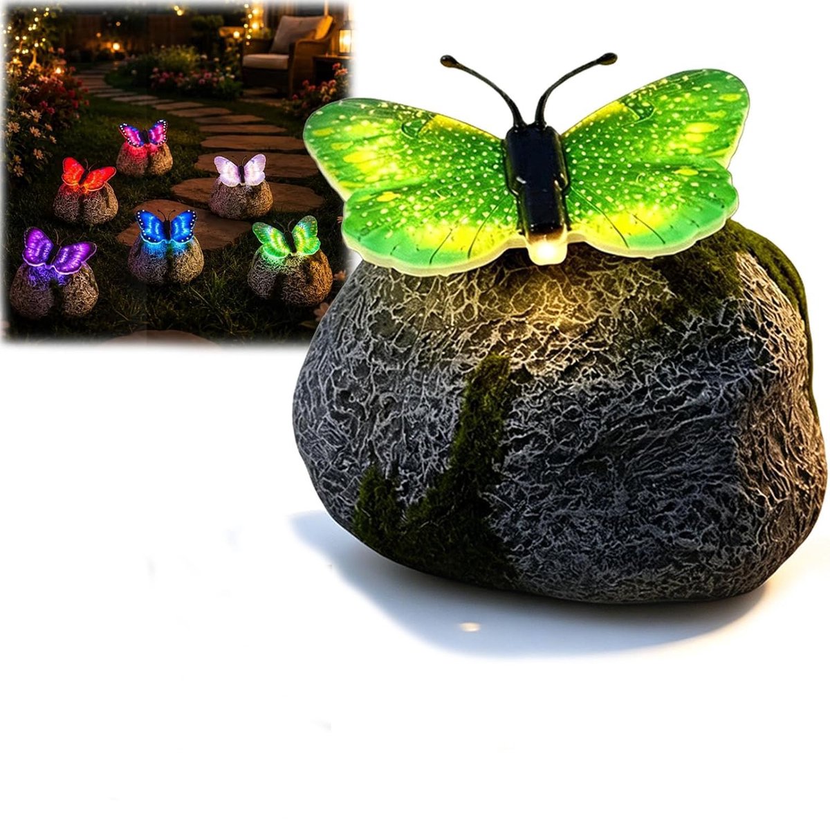 Namajunas - Zonne‑energie vlinder decoratielamp - Energiezuinig - Solar Tuinverlichting - Buitenlamp - Sfeerverlichting - Tuin Decoratie voor Buiten - Waterafstotend - Tuinverlichting op Zonneenergie -Tuinbeelden voor buiten