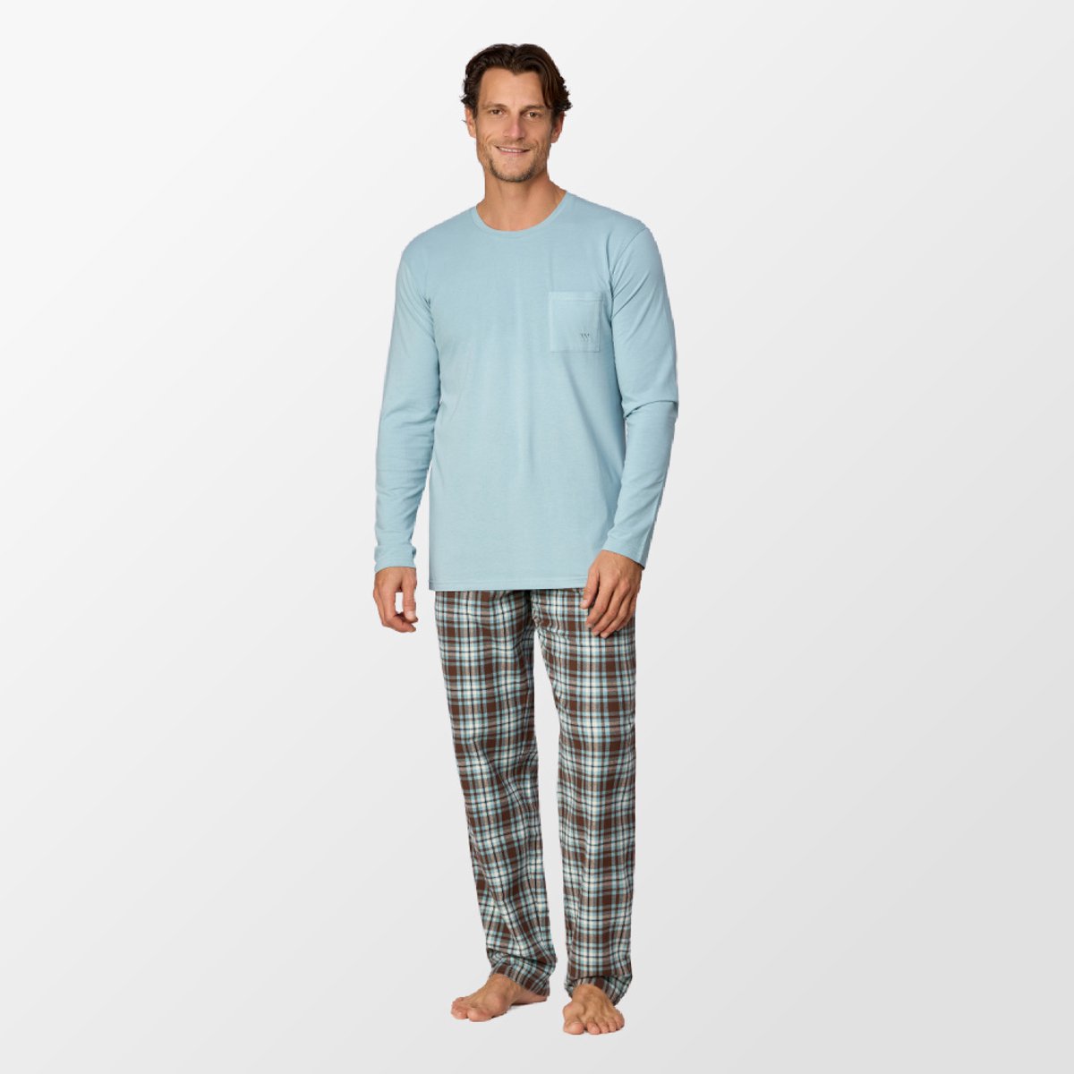 Pyjama Heren Blauw Grijs - Maat XL